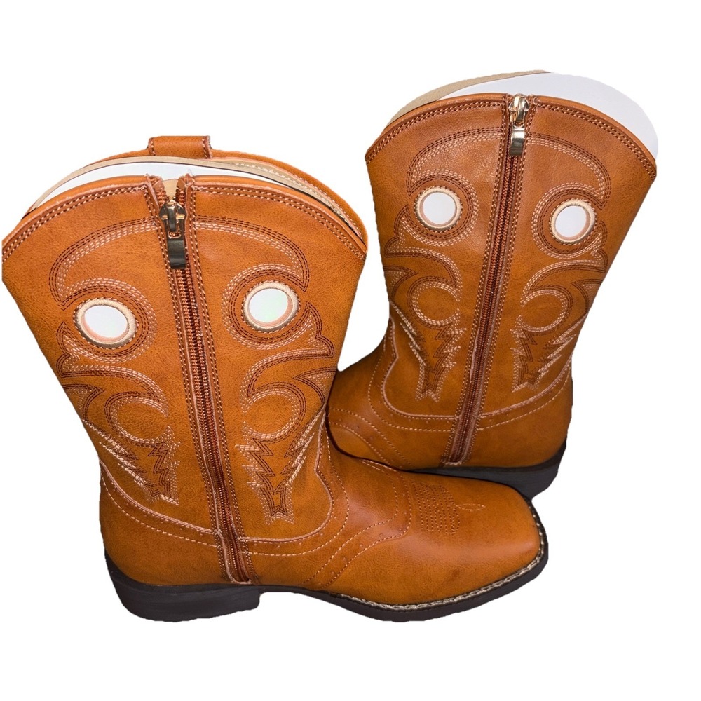 Rollda Youth Boys Cowboy Boots Size 6 Brown Vegan Leather NZX13KCPGB6B - Picture 8 of 8